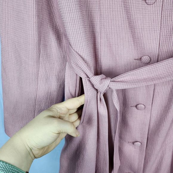 AGIBA Button Front Abaya Jilbab Trench Coat Duster Dusty Rose Satin Lined EU 48 - Picture 6 of 16
